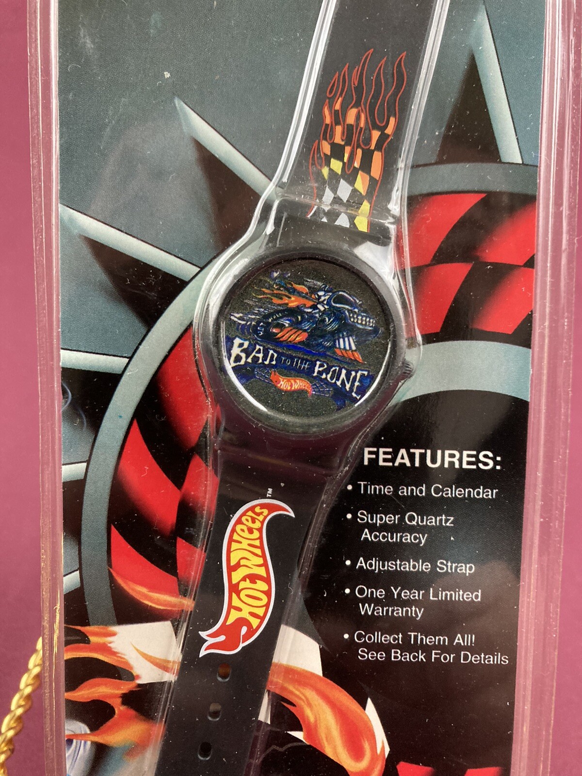 Vintage Hot Wheels Race Hard Digital Wrist Watch Red Flame Band NIB