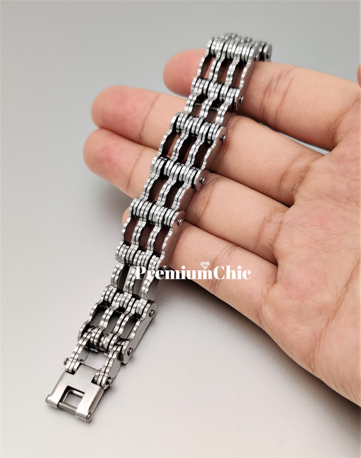 SOLID Stainless Steel Motorcycle Bike Chain Design Bracelet Men’s Jewelry 16MM