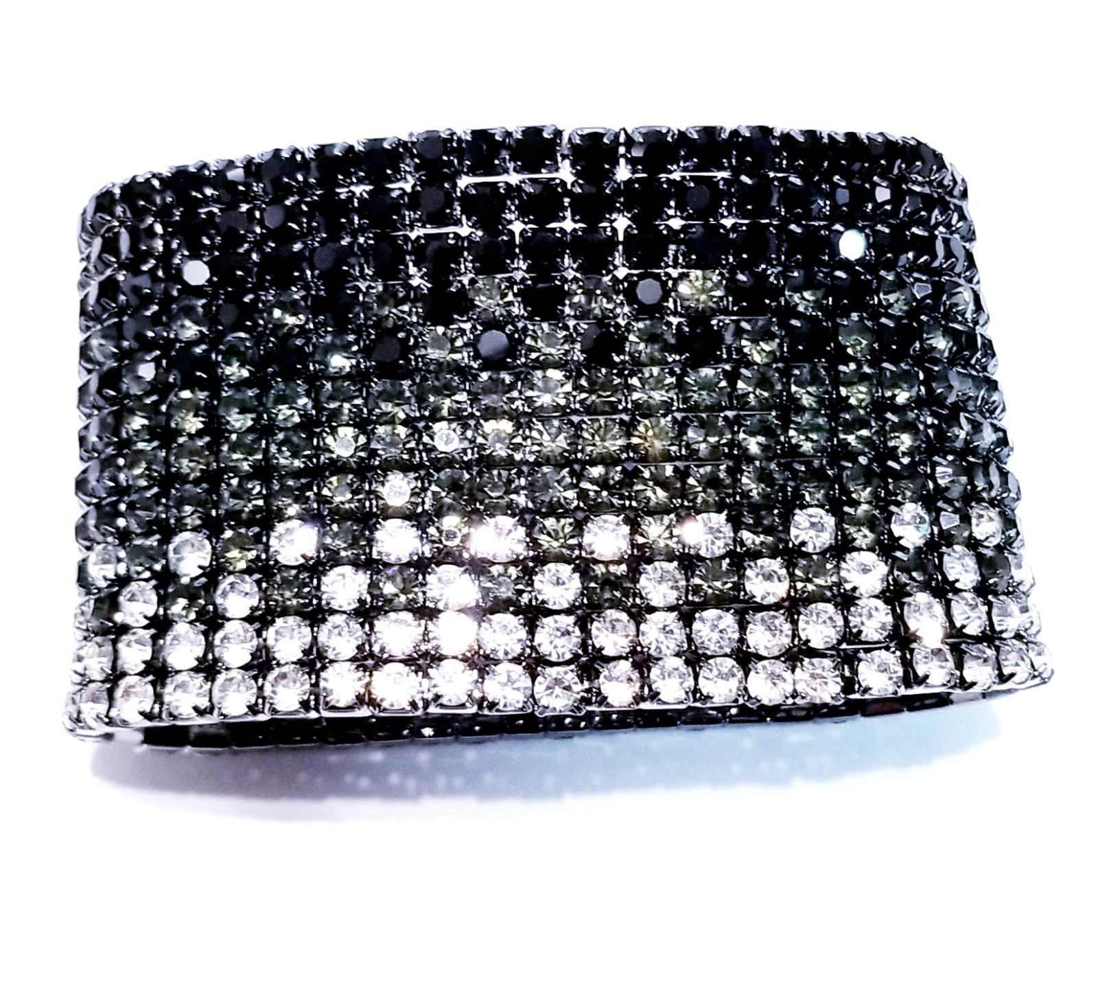 Black Rhinestone Stretch Bracelet Statement Pageant Drag Queen Jewelry Prom