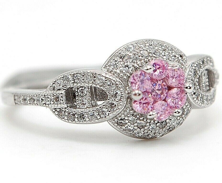 2CT Heat Treated Pink Topaz 925 Solid Sterling Silver Ring Sz 6 UB3-7