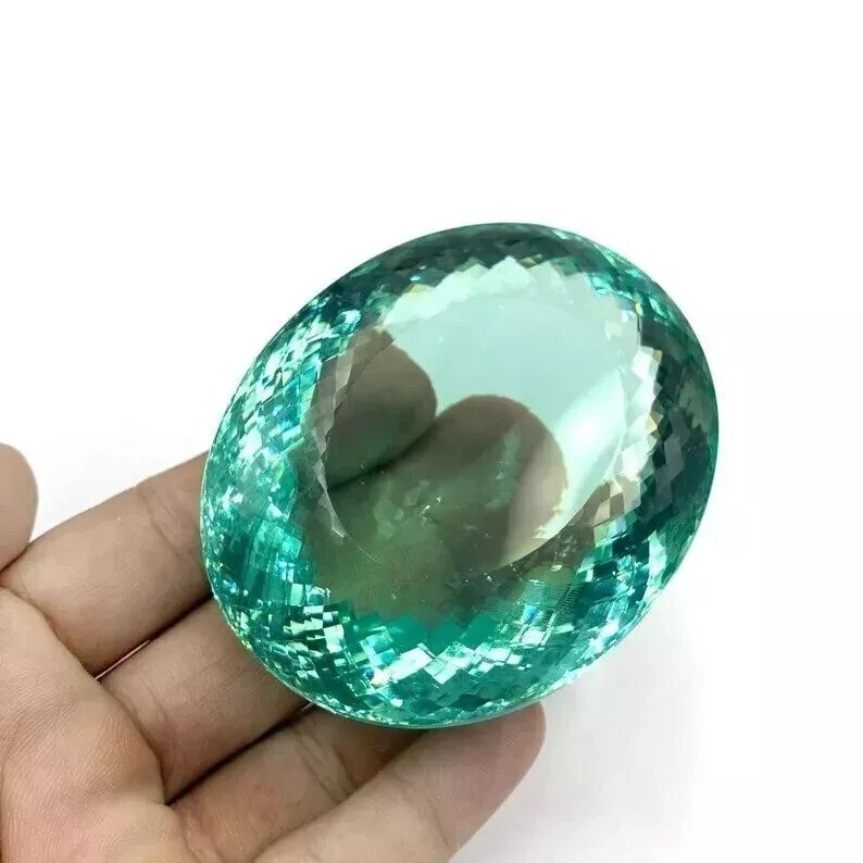 Natural Huge Topaz Oval Cut Brazilian Ocean Blue 250 Ct Certified Gemstone
