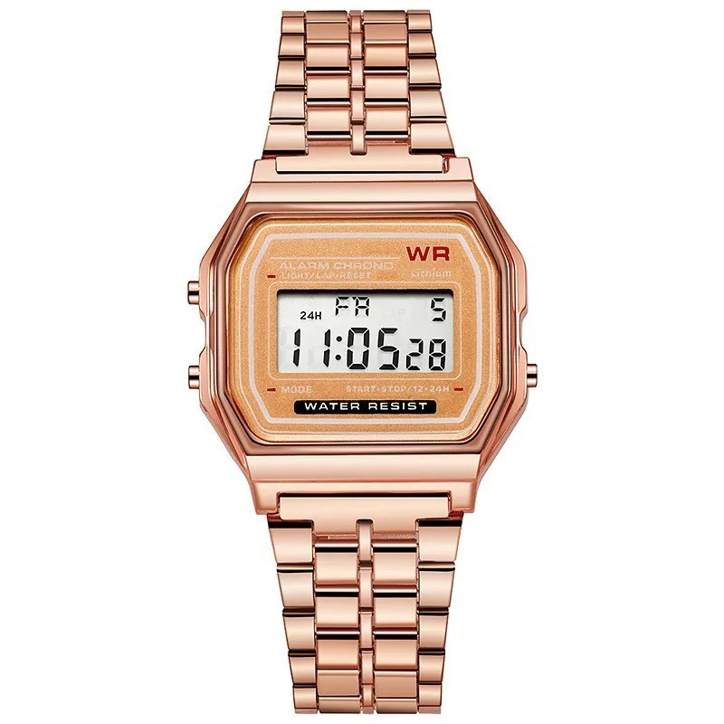 Vintage Retro Digital Watch GOLD For Men & Women w/ Alarm Stop Watch
