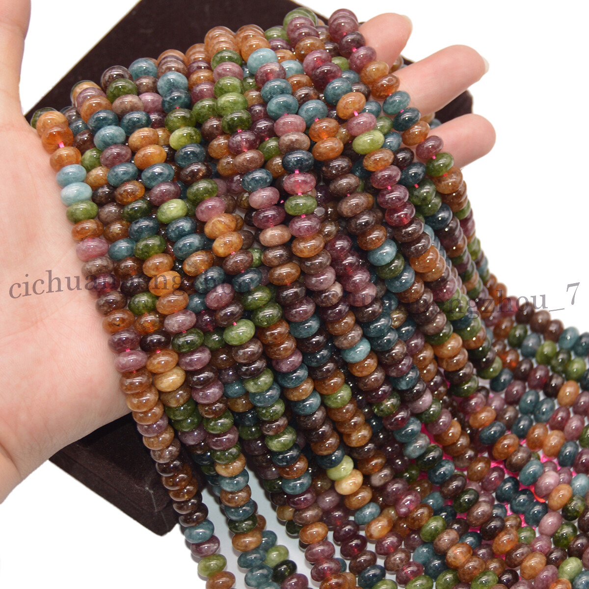 Natural Colorful Tourmaline 4x6mm 5x8mm Rondelle Gemstone Loose Beads 15”Strand