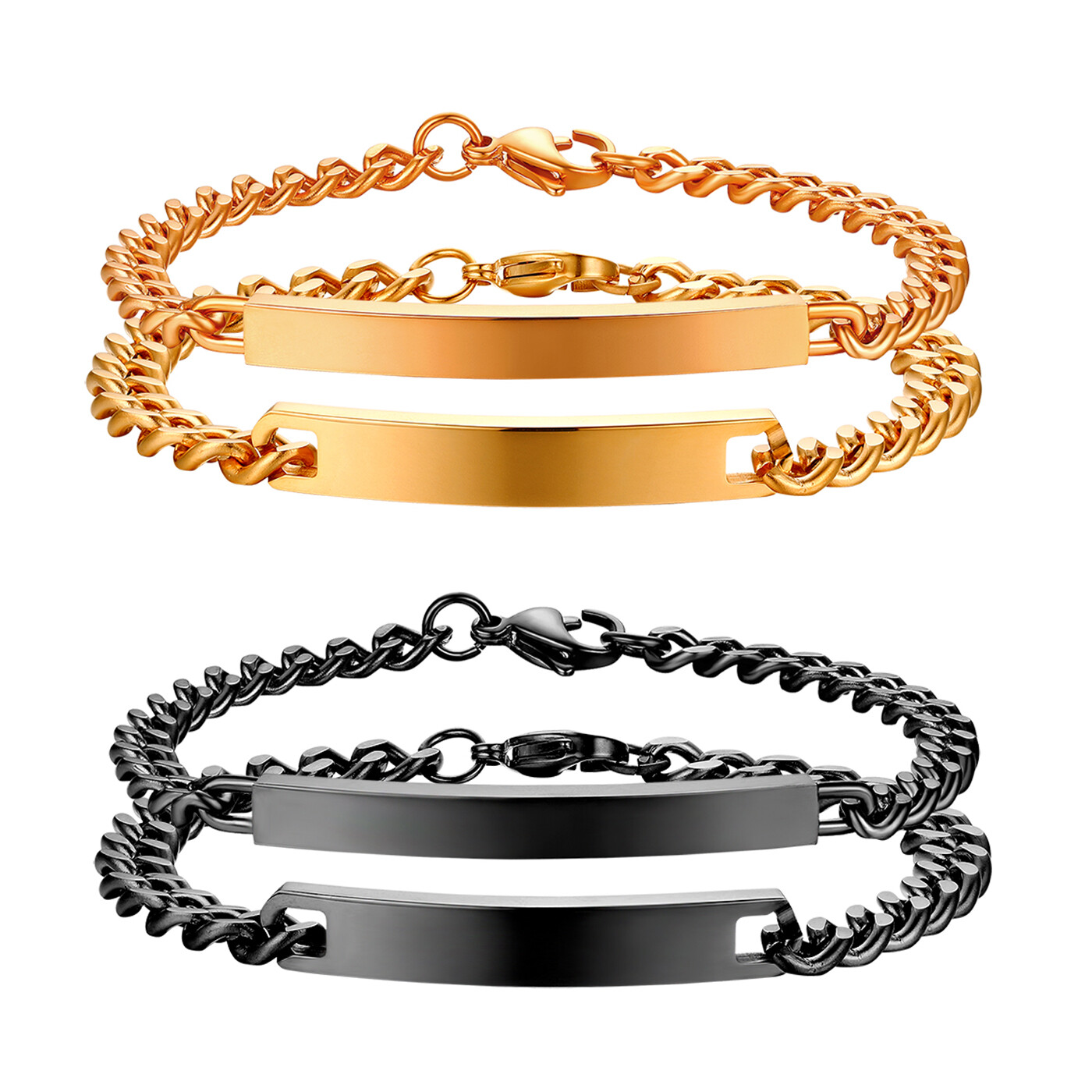 2pcs Couples Stainless Steel Custom Bracelet Free Engraving Valentine’s Day Gift