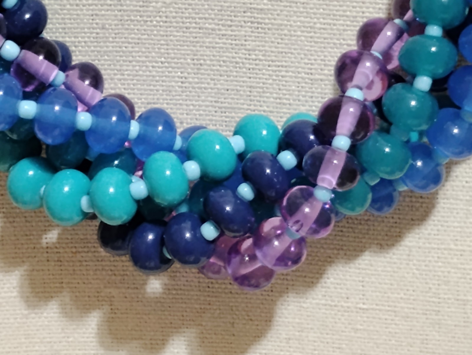 Dana Buchman Multistrand Beaded Statement Necklace Twisted Chunky Purple Teal