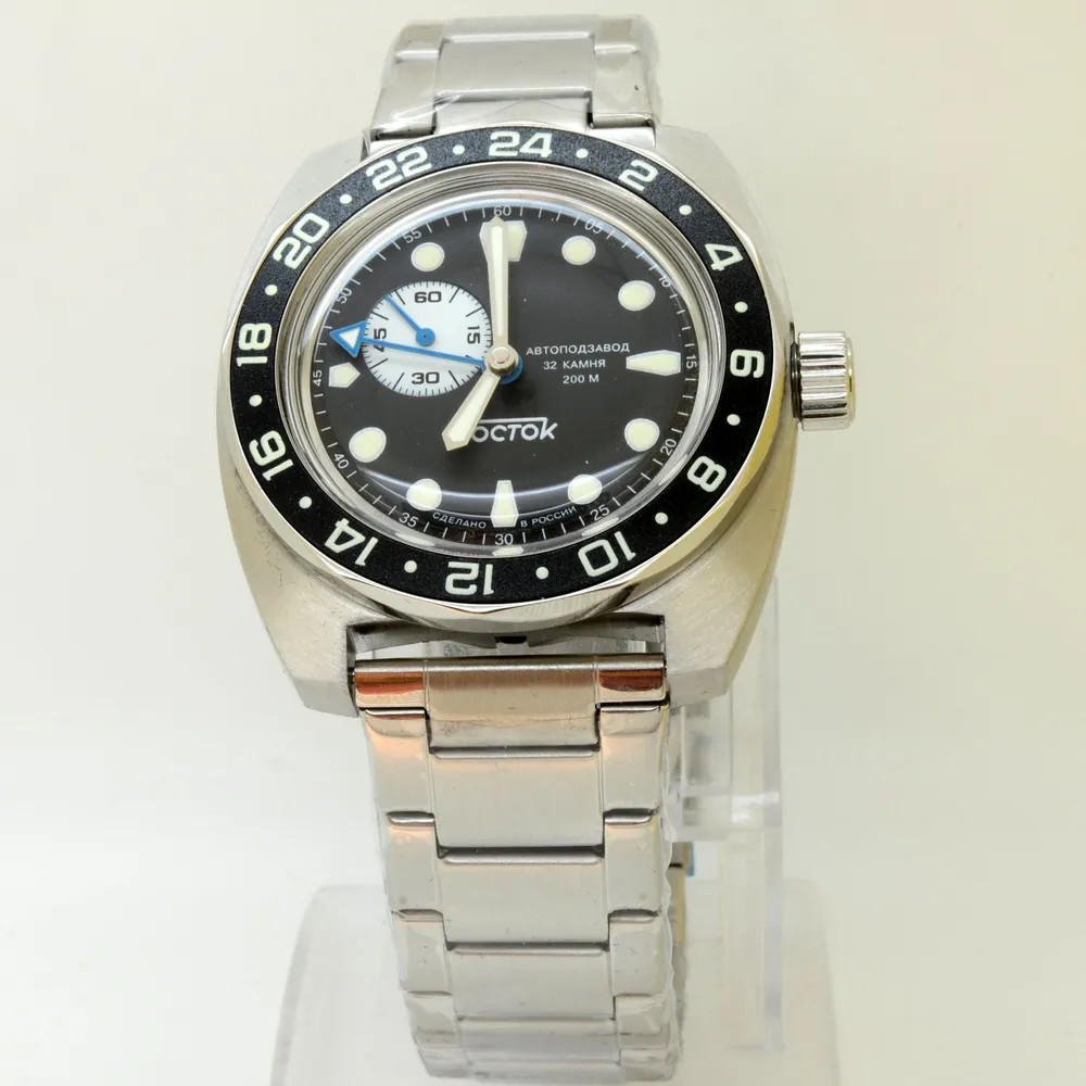 Vostok Amphibia 17037B GMT Watch Batman Automatic USA Seller