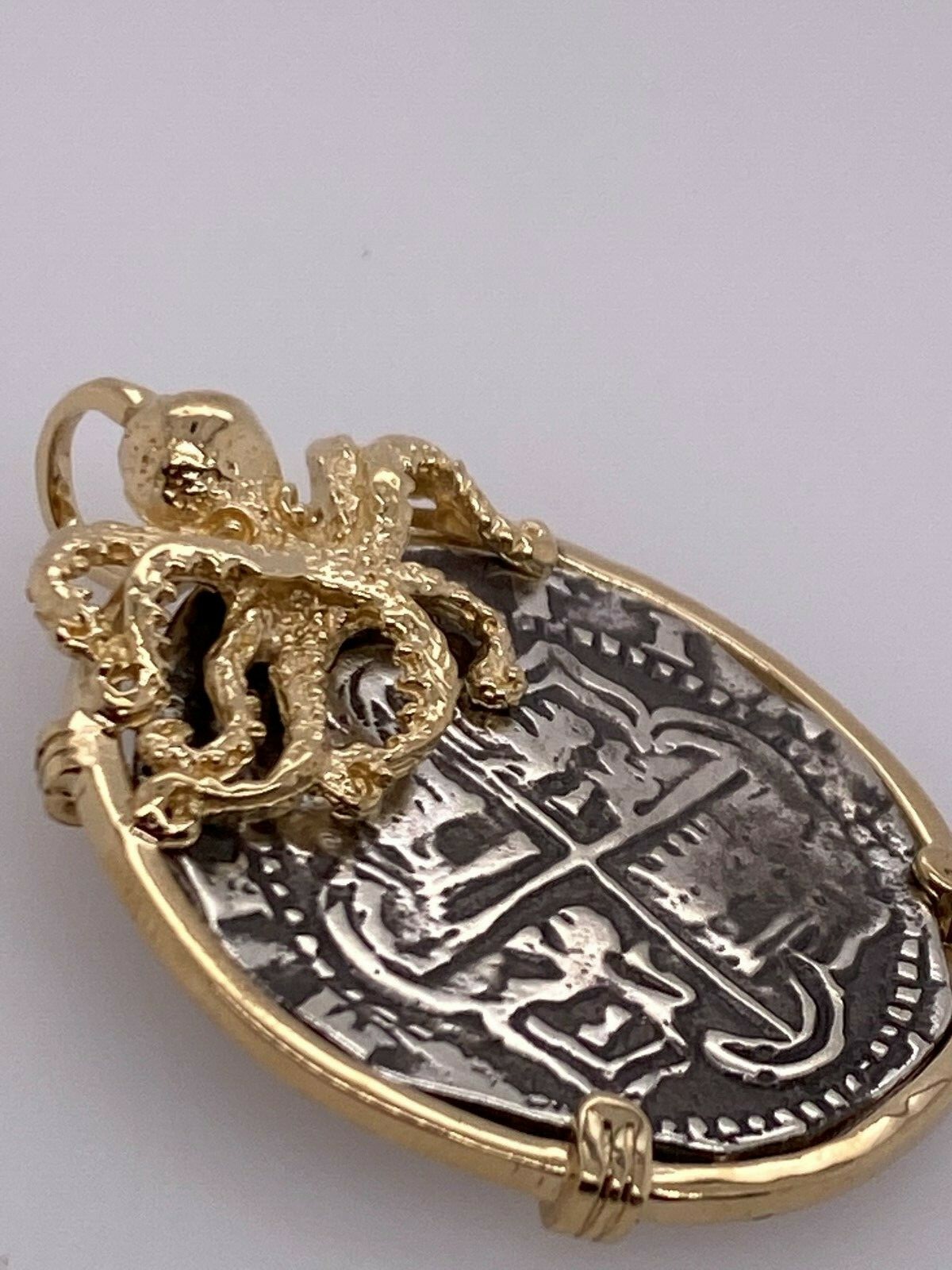 ATOCHA Coin Octopus Pendant 14K Gold Nautical Sunken Treasure Shipwreck Jewelry