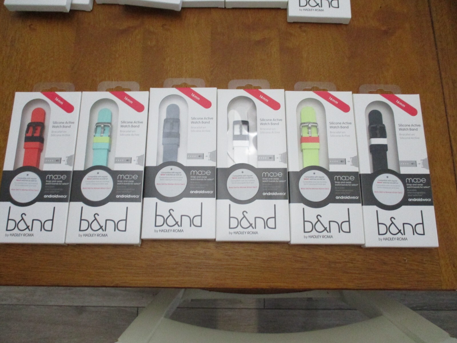 B&ND bnd300 Mode 16mm silicone Android Wear Smart Watch Band set of 6 colors