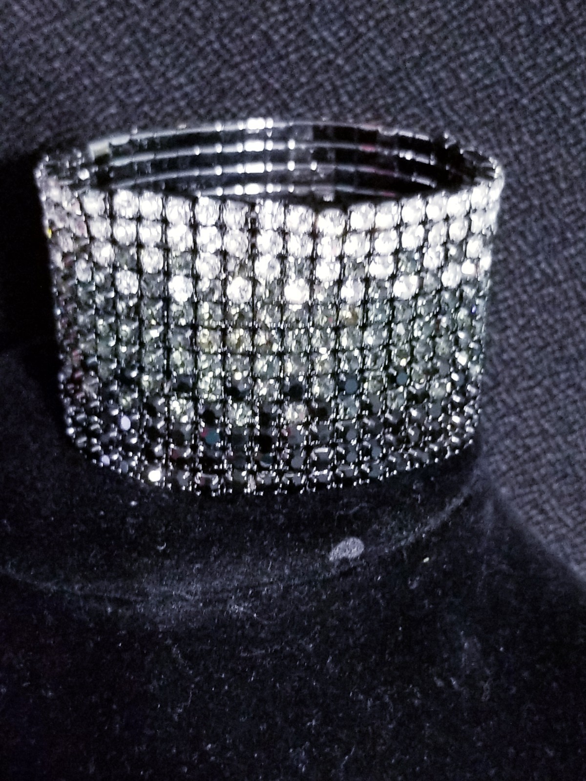 Black Rhinestone Stretch Bracelet Statement Pageant Drag Queen Jewelry Prom