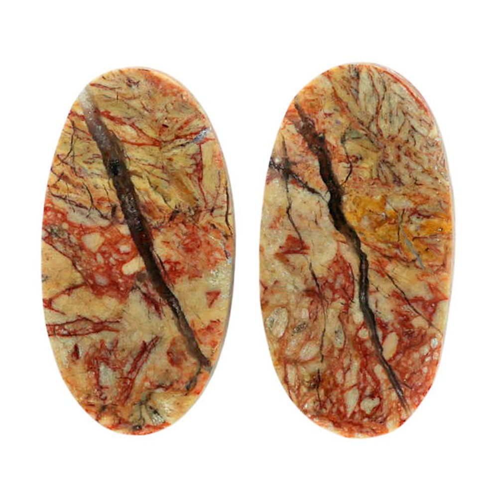 Natural Leopard Skin Jasper Pair 13.3×25.25×4.3 mm Oval Gemstone LS30-07007