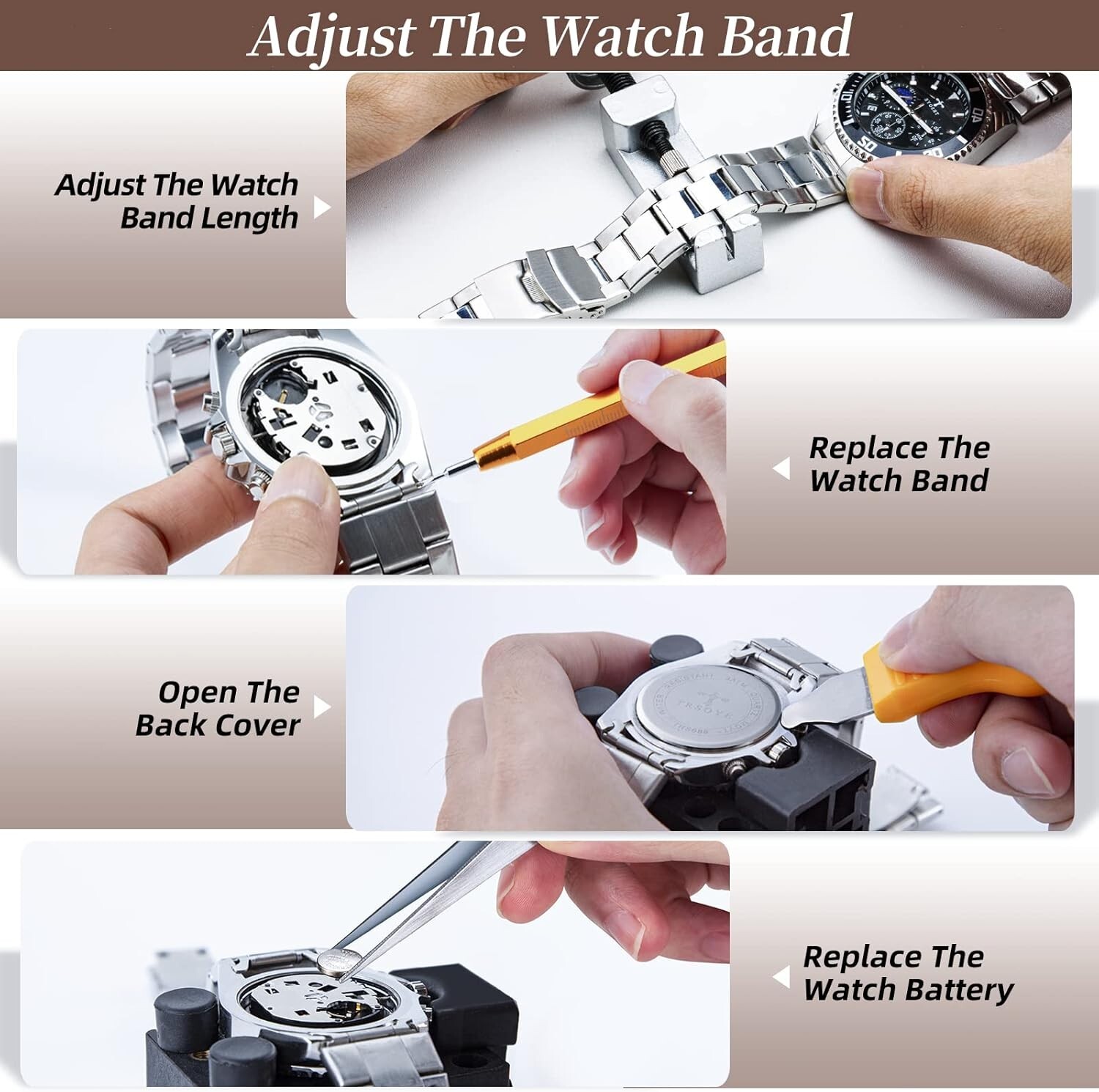 Watch Repair Kit Professional Watch Battery Replacement Tool, Watch Removal Tool