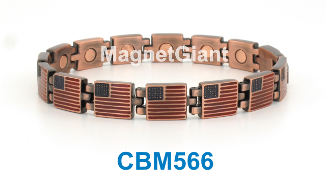 American Flag – Men or Women Copper link high power Magnetic bracelet CBM566