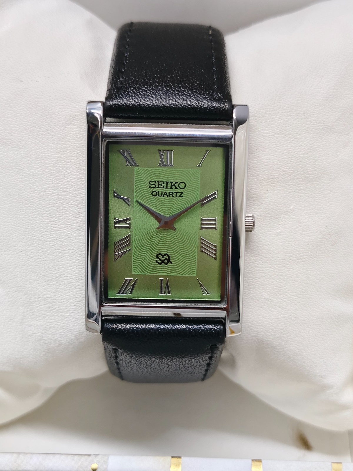 Vintage Refurbished Seiko Slim Tank Green Quartz Japan Men s Wrist Watch