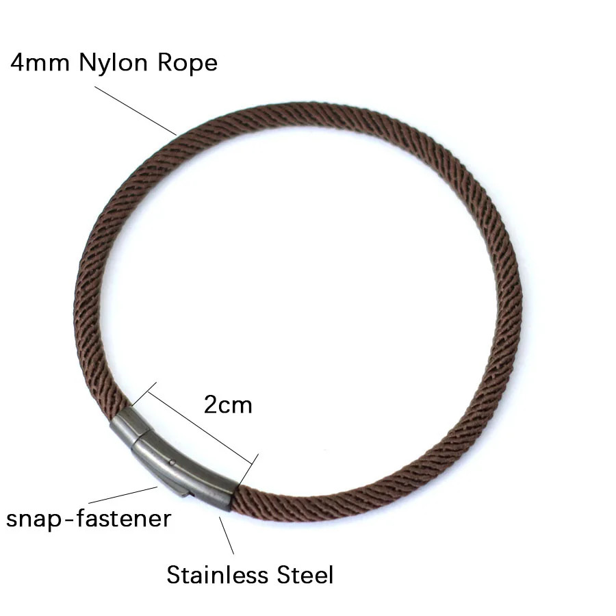 1pc Rope Bracelet Men 4mm Thread Stainless Steel Bracelets Buckle Jewelry