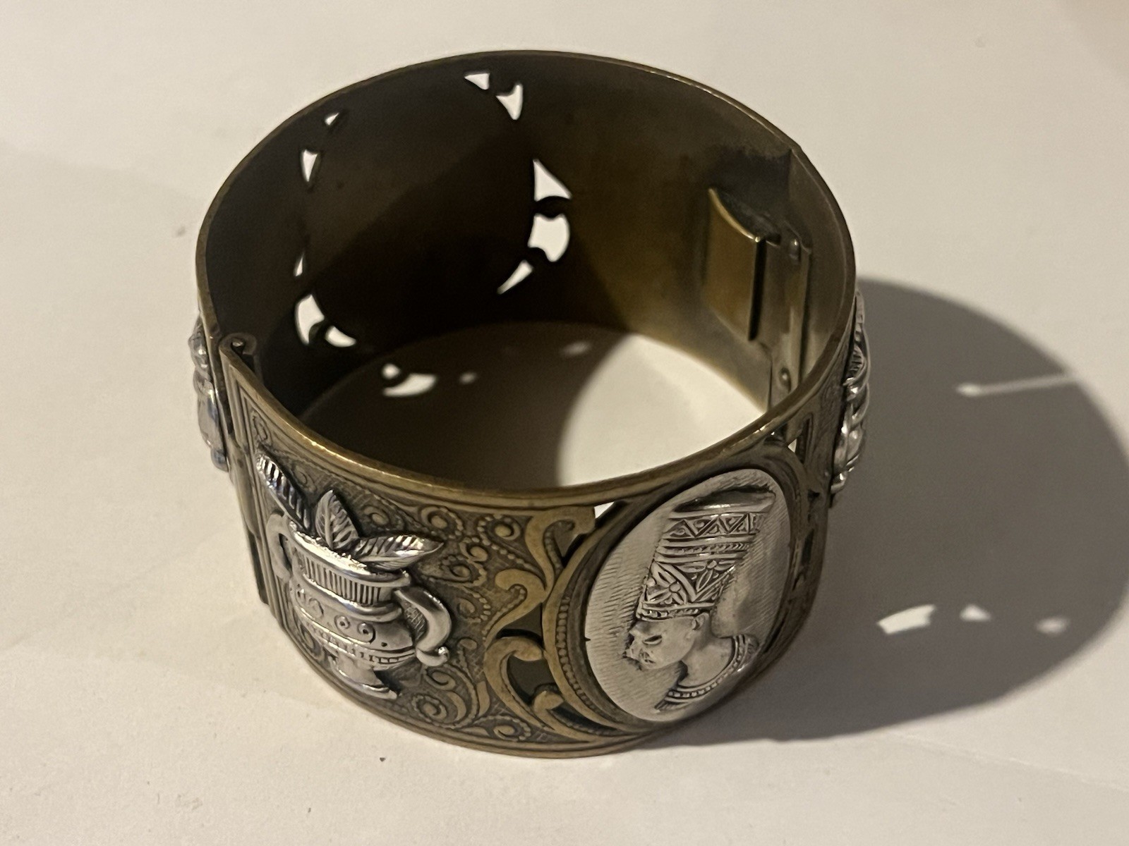 Egyptian Revival Hinge Cuff Bracelet