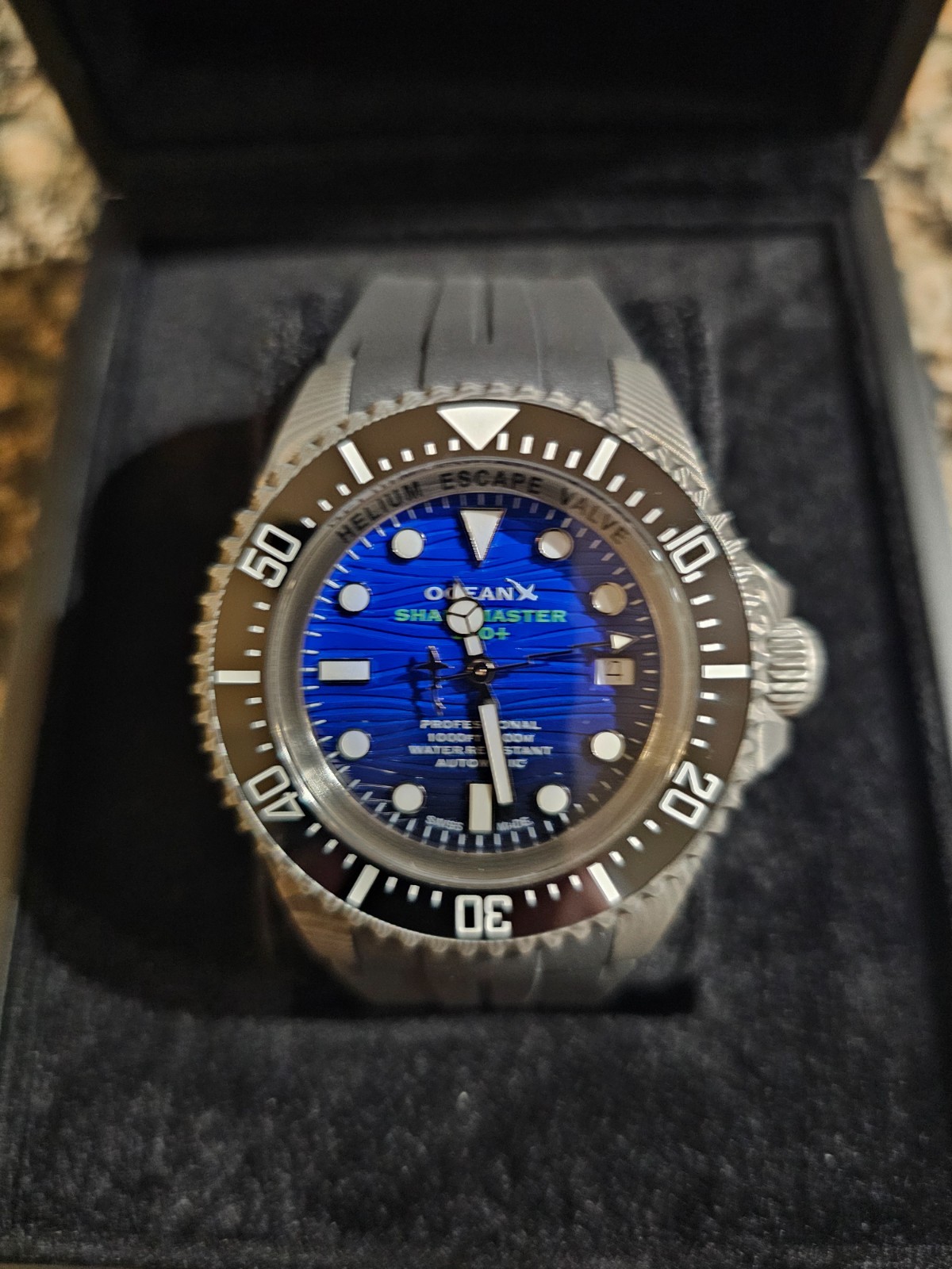OceanX Sharkmaster 300 Damascus Steel SMS324 Limited Edition 44mm Watch SW200