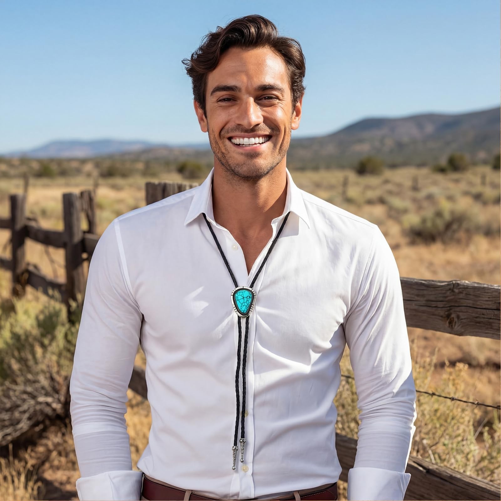10 Pcs Western Cowboy Bolo Tie Set for Men & Women, Leather Neckties with Tiger