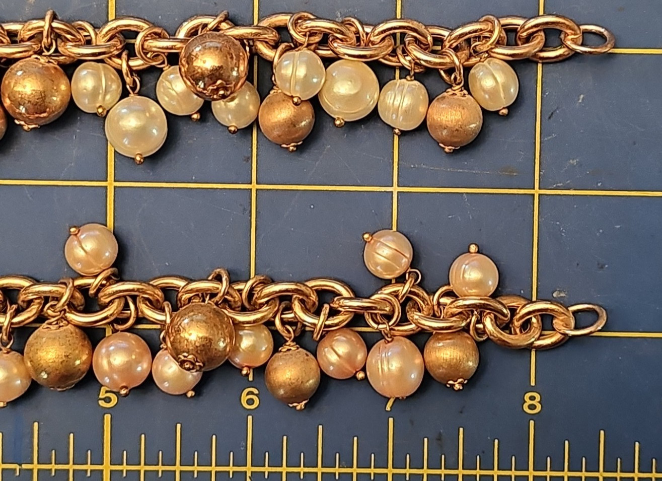Lot Of 2 Honora 8″ Rose Gold/Bronze W/ Pink/White Cultured Pearl Bracelets Italy
