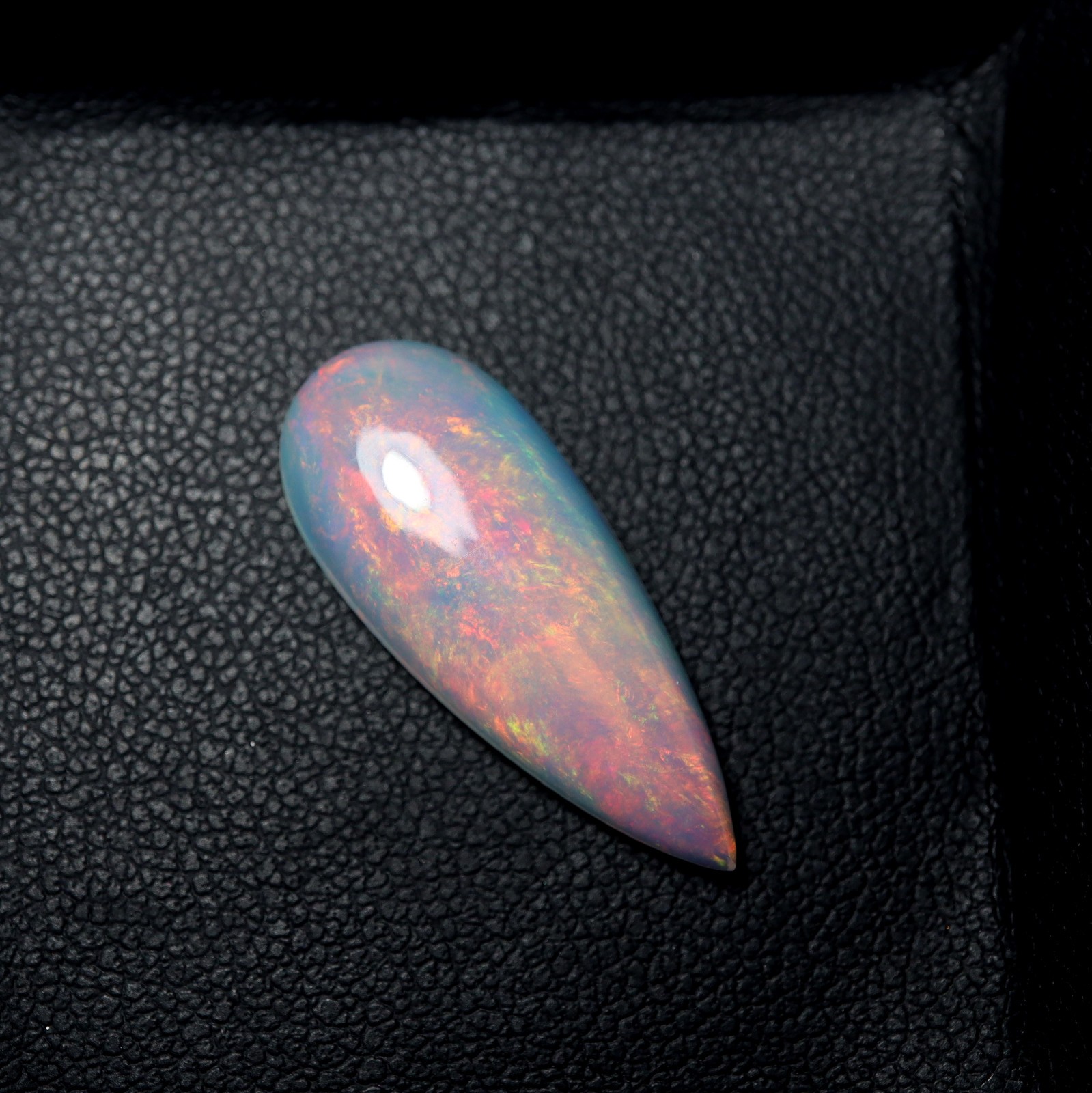 6.1 Cts Natural AAA Red Green Fire Ethiopian Opal Pear Cabochon 24.7x10x5.4 MM