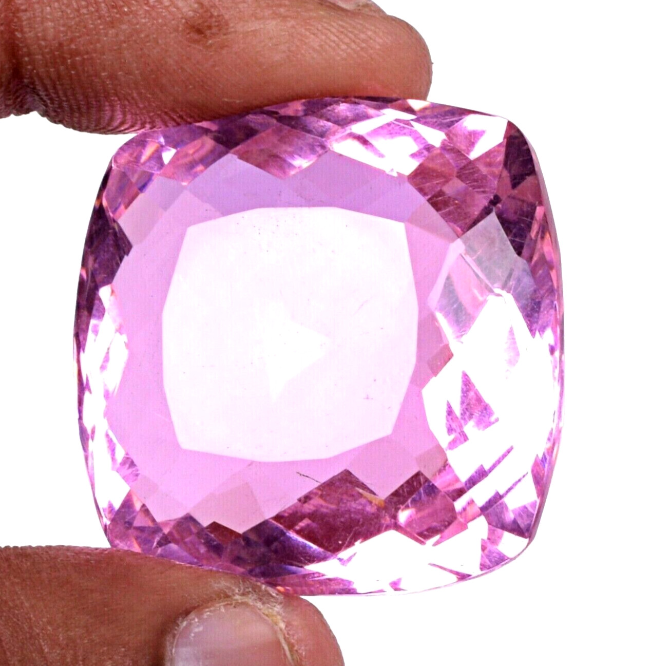 Large 69.70 Ct. Pink Kunzite Cushion Cut Faceted Loose Gemstone @Birthday Gifts