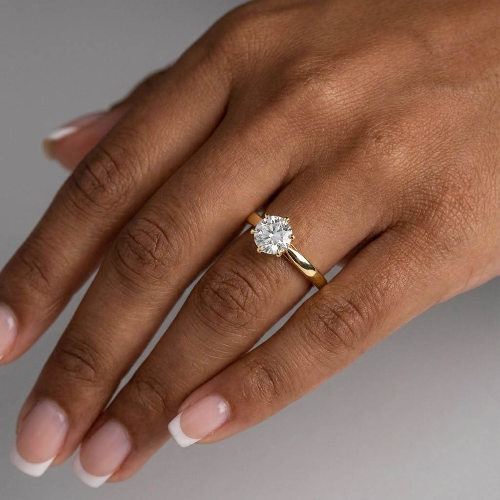 Solitaire Engagement Ring 14K Gold Classic 1.83 CT Round Lab-Grown Diamond D VS2