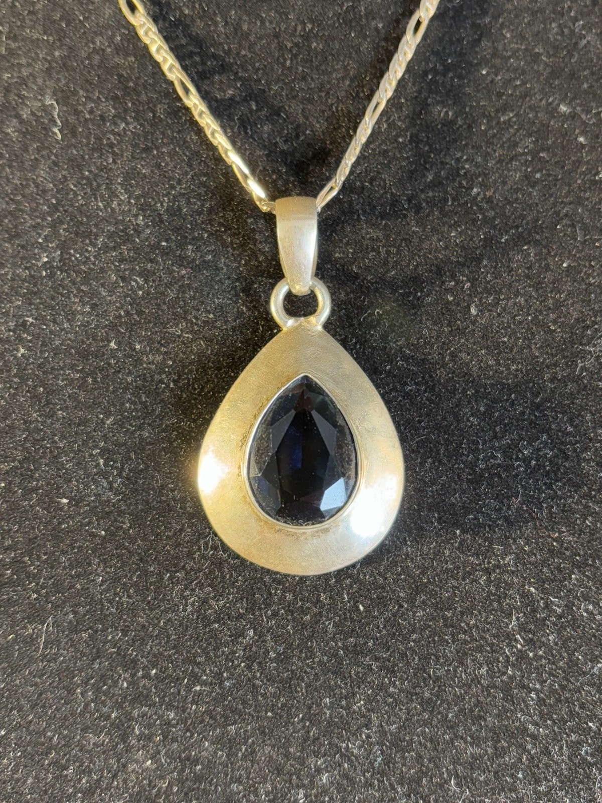 Vintage Royal Blue Teardrop Silver Pendant (pendant only)