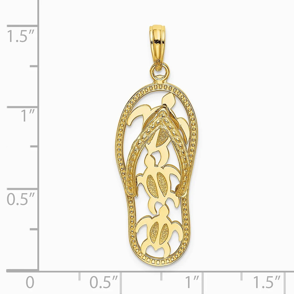 10K / 14K Yellow Gold Triple Turtle Flip-Flop Charm