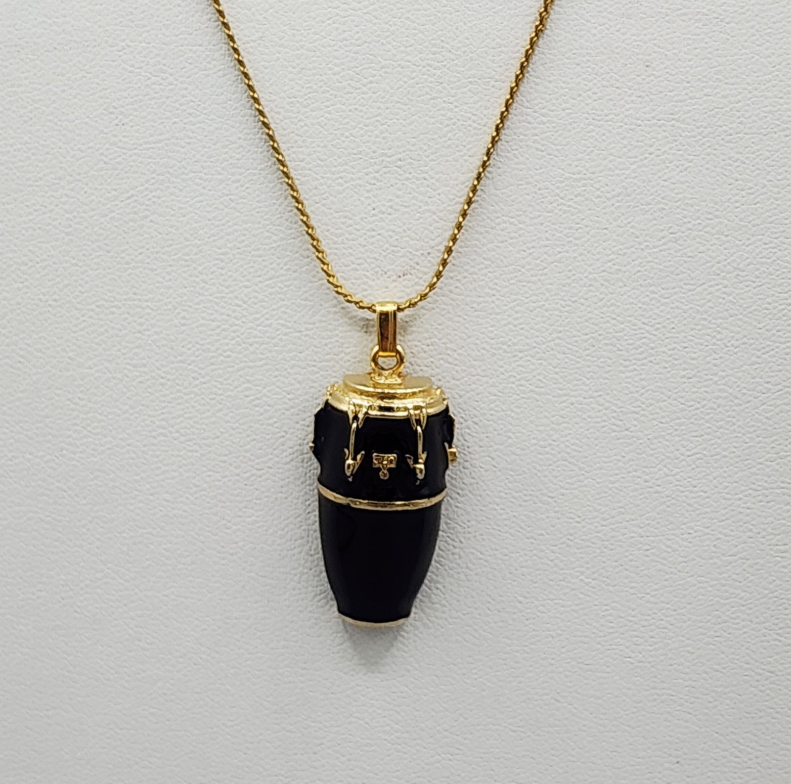 Pendant Necklace Conga Drum Black/Gold Future Primitive USA 18″ Chain Music