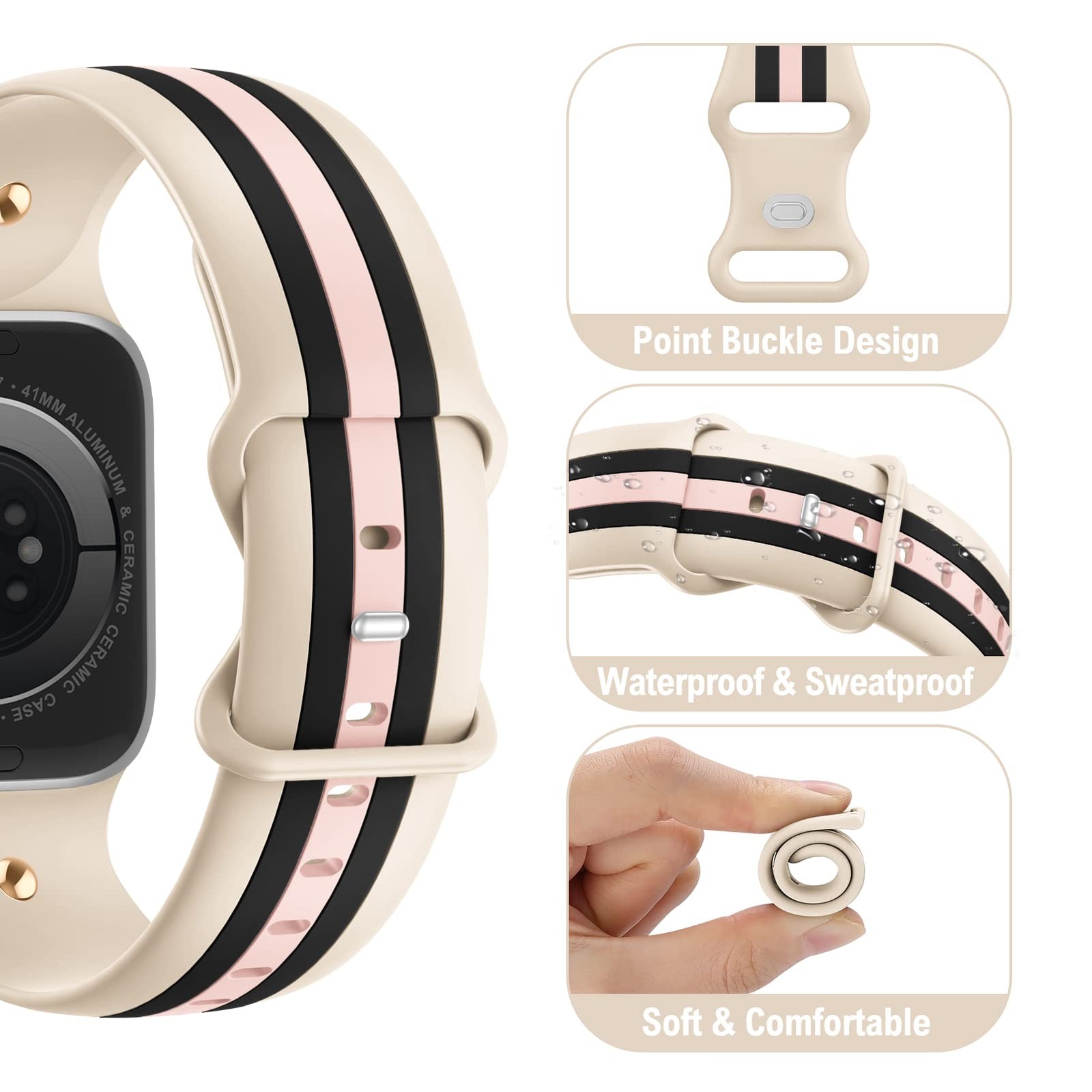 Designer 38mm/40mm/41mm/42mm(Series 11 10), walnut/Black/Pink with Butterfly