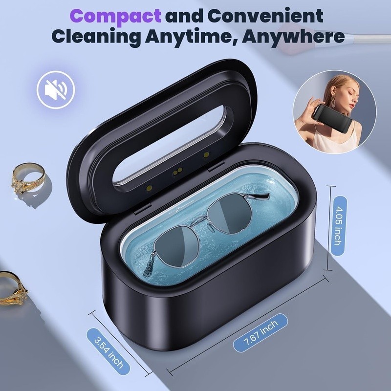 Ultrasonic Jewelry Cleaner 300s Deep Cleaning 48000Hz Dual Mode Portable Machine