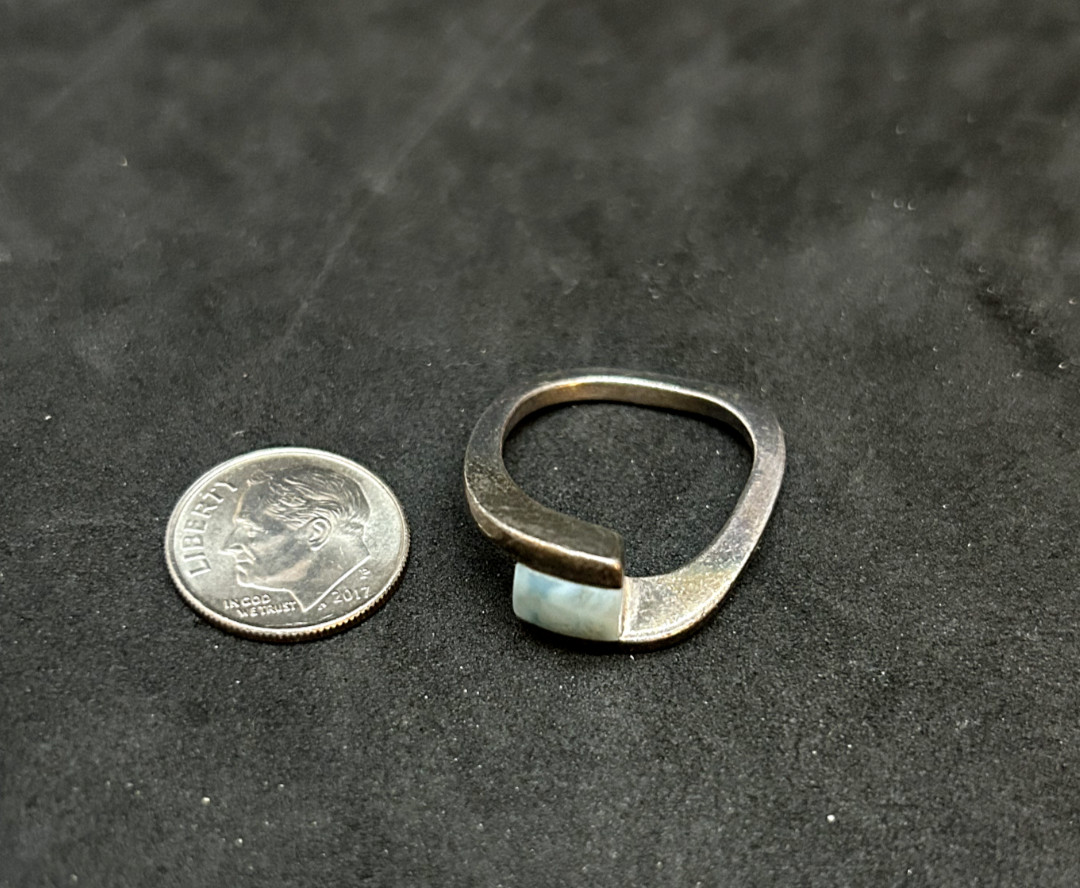 925 Sterling Square Larimar Ring 9.7mm Sz 8 – 6.0g