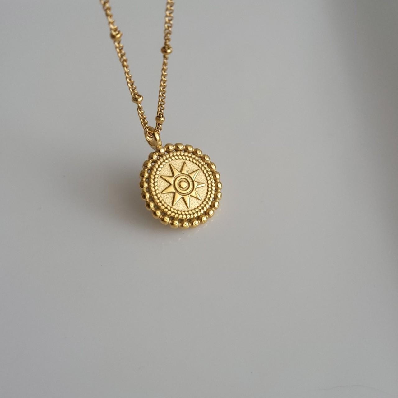 Sun Necklace Sundial Celestial Astrology Pendant Necklace 18k Gold Plated