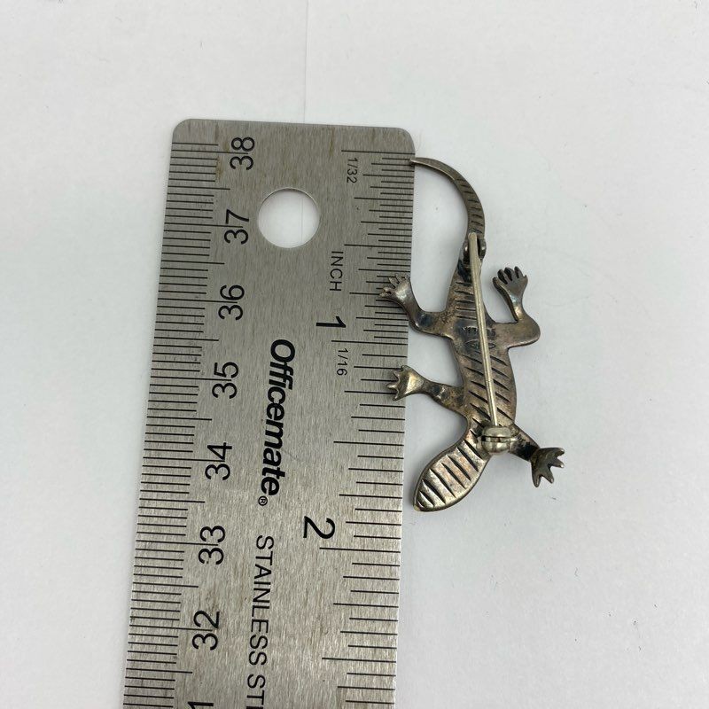 Sterling Silver 925 Garnet Ring Size 7 Marcasite Lizard Brooch Jewelry Lot of 2