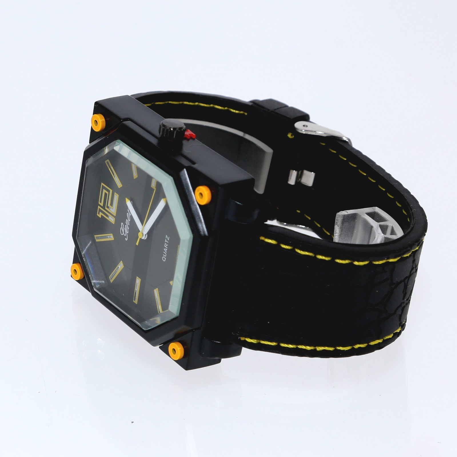48mm x 48″ Oversized Square Men’s Quartz Watch with Black Silicone Band