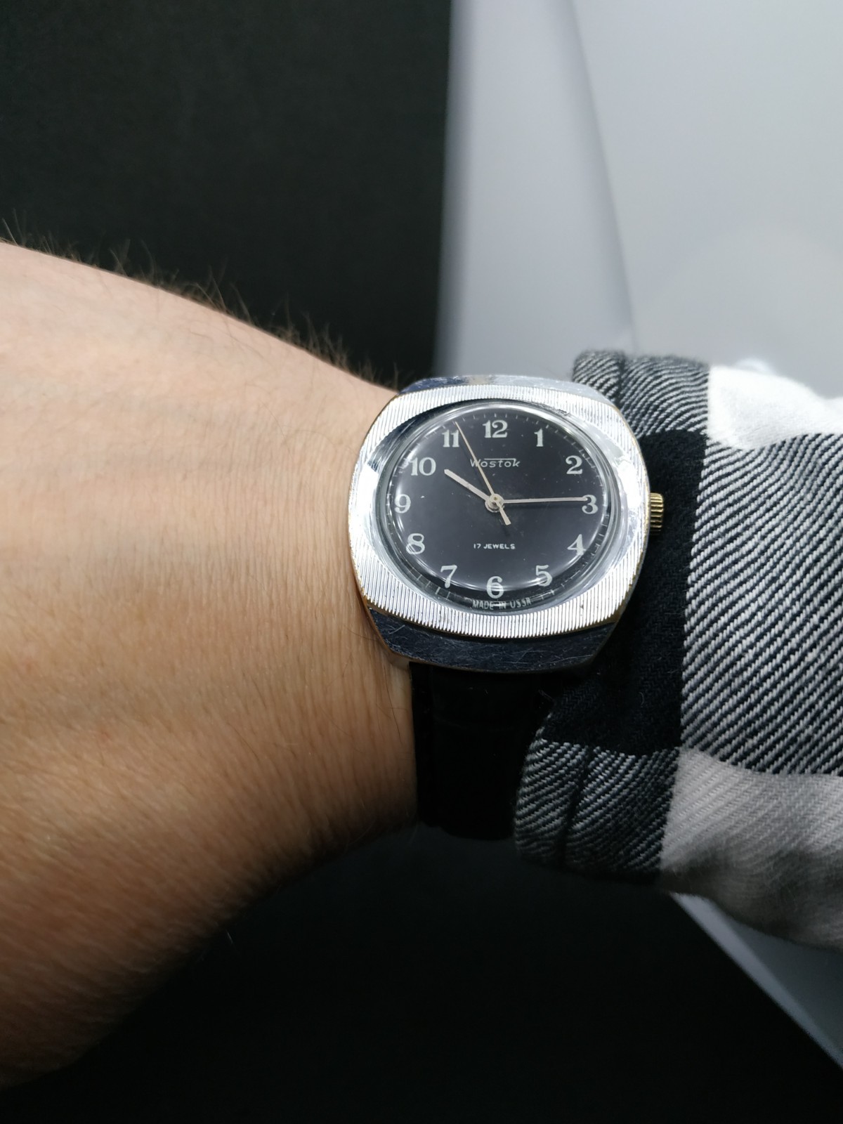 Men’s Dress Watch Wostok Vintage USSR Mechanical 2409A Retro Vostok Black Soviet