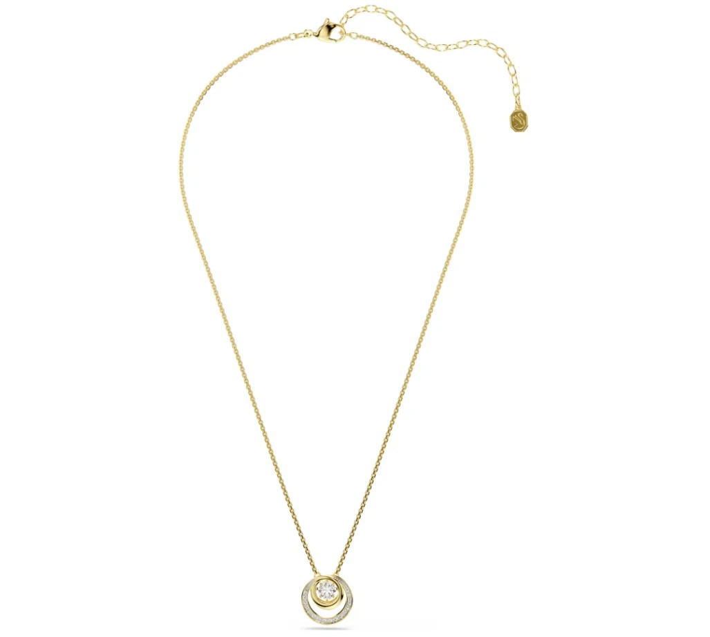 Swarovski Hyperbola pendant Round cut, White, Gold-tone plated