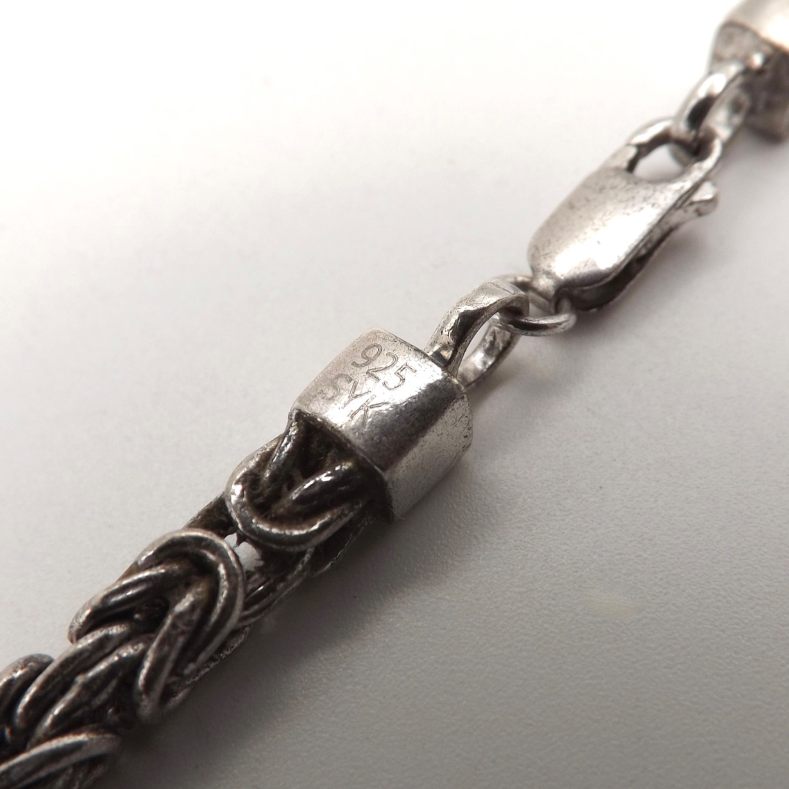 Sterling Silver Byzantine Turkish Rope Link Chain Necklace 20in 4.5mm Vintage