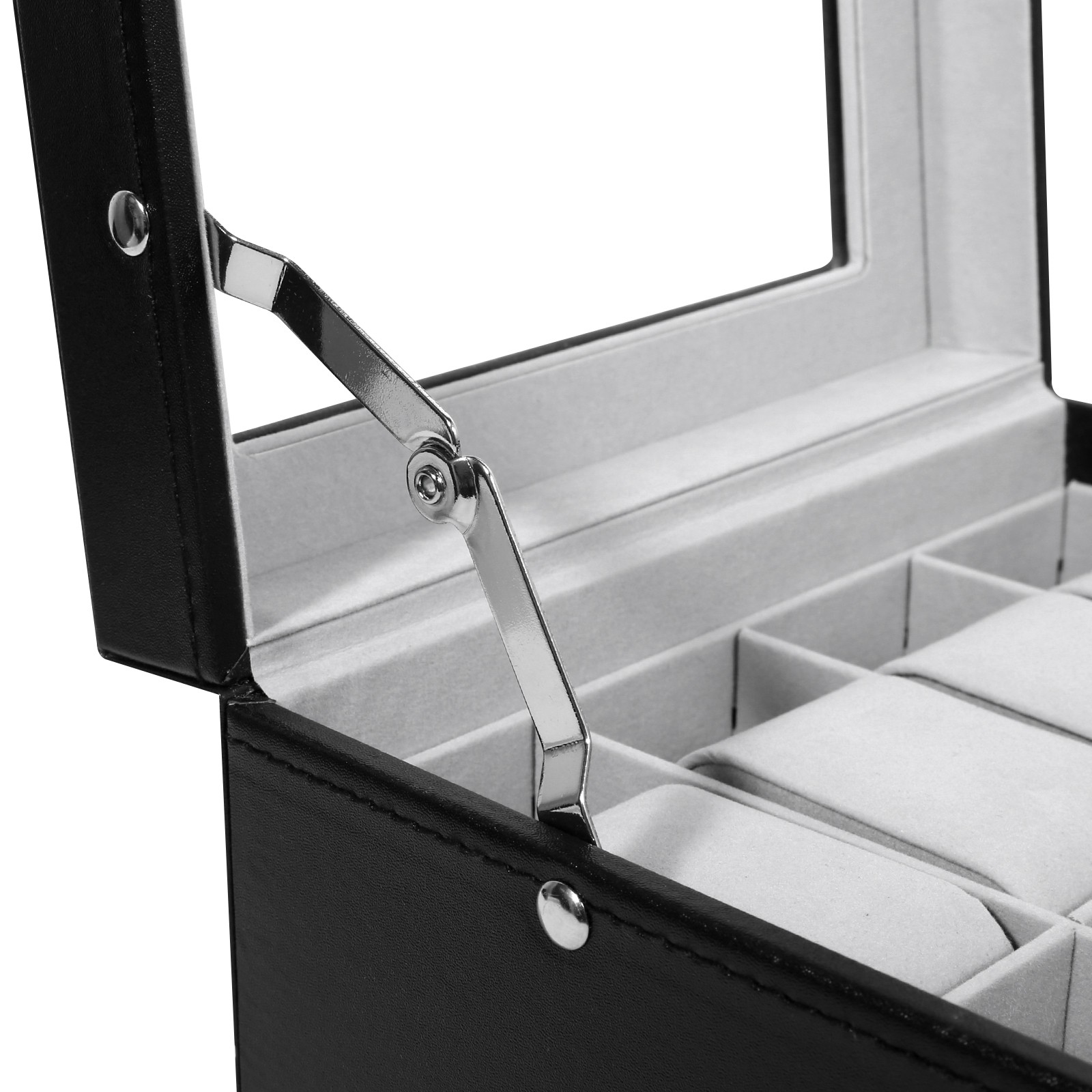 8 Slot PU Leather Watch Box Glass Top Organizer Jewelry Display Case New