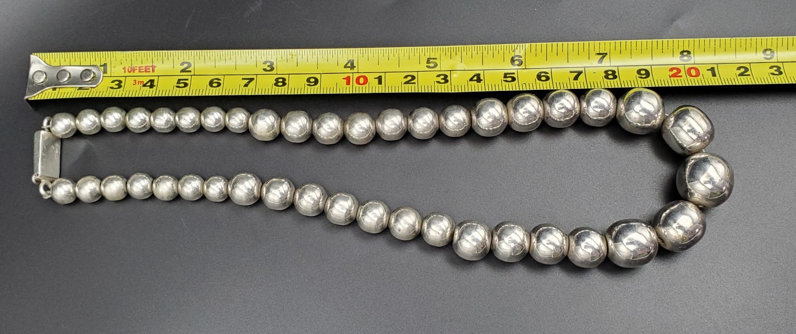 Sterling Silver Beaded Ball Necklace 17.25 Plus Matching Bracelet 7.5 inch long.