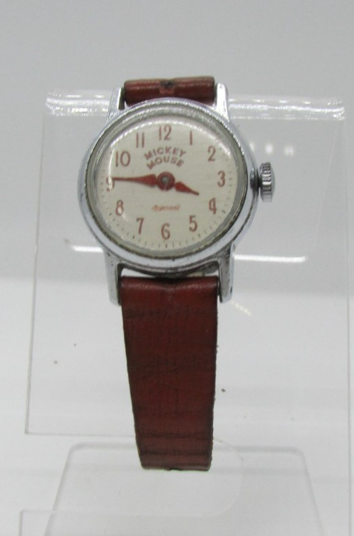 US Time Mickey Mouse Ingersoll 24mm Silver Tone Manual Wrist Watch