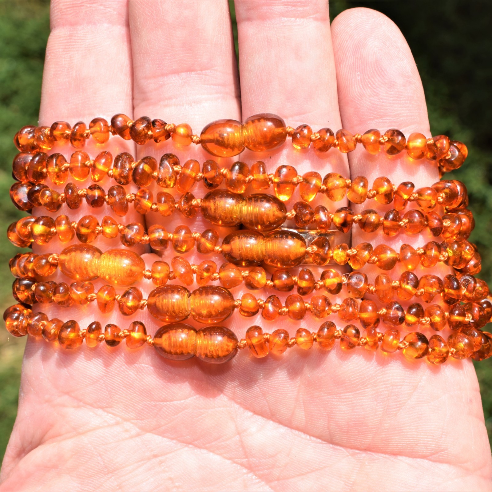 CHARGED Natural Lithuanian Cognac Baltic Amber 24″ Necklace + Selenite Charger