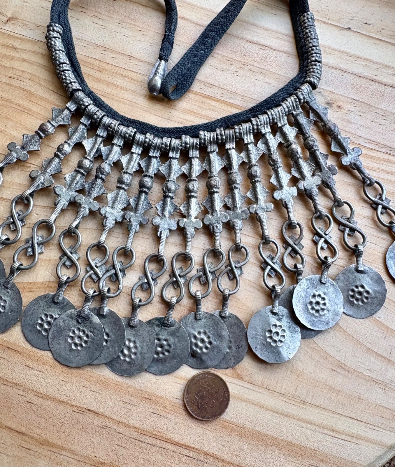 Vintage Kuchi Choker Coin Necklace Ethnic Tribal Boho Rustic Jingling