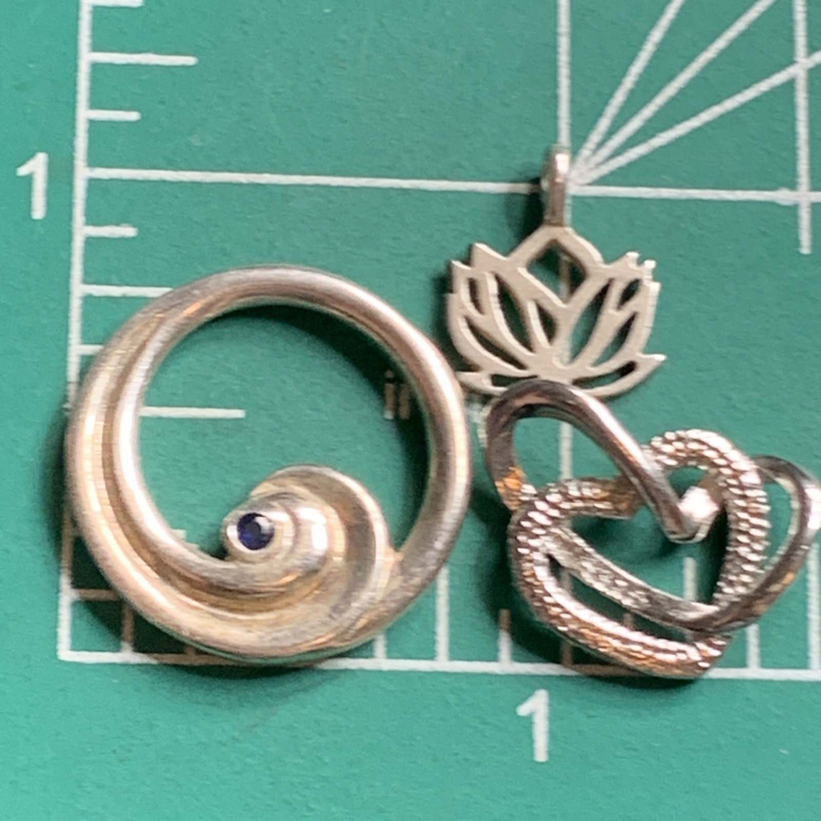 STERLING SILVER 925 Lot Necklace Pendant SS32 Lotus Flower Heart Wave Blue Gem