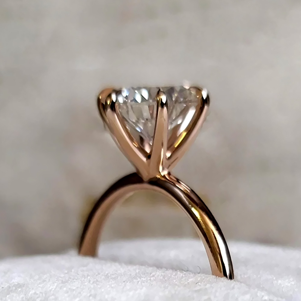 14K Yellow Gold Lab Grown Diamond Engagement Ring Round Cut 2 Ct IGI Certified