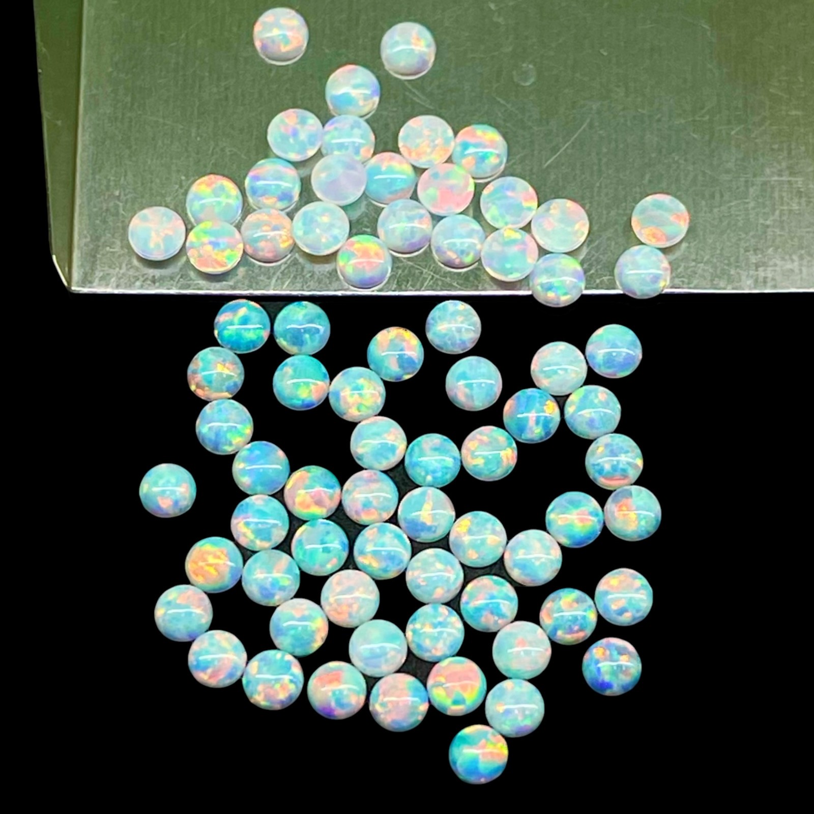 25 Pcs Australian Opal 2.5mm Round Cabochon AAA Quality Lab Created Gemstones