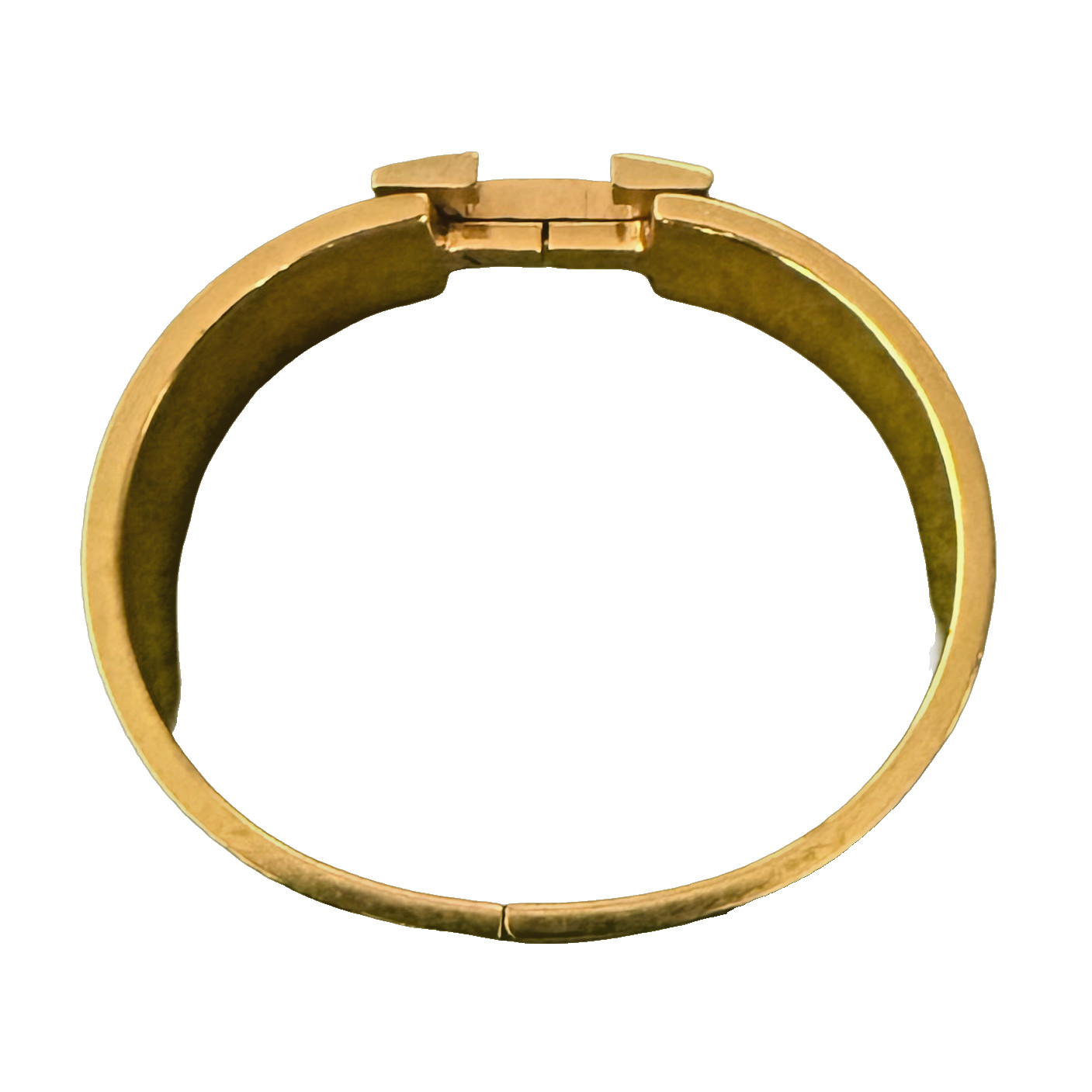 Hermes Clic Clac H Wide Bracelet-Black Enamel-Yellow Gold-Size PM-Retail: $890