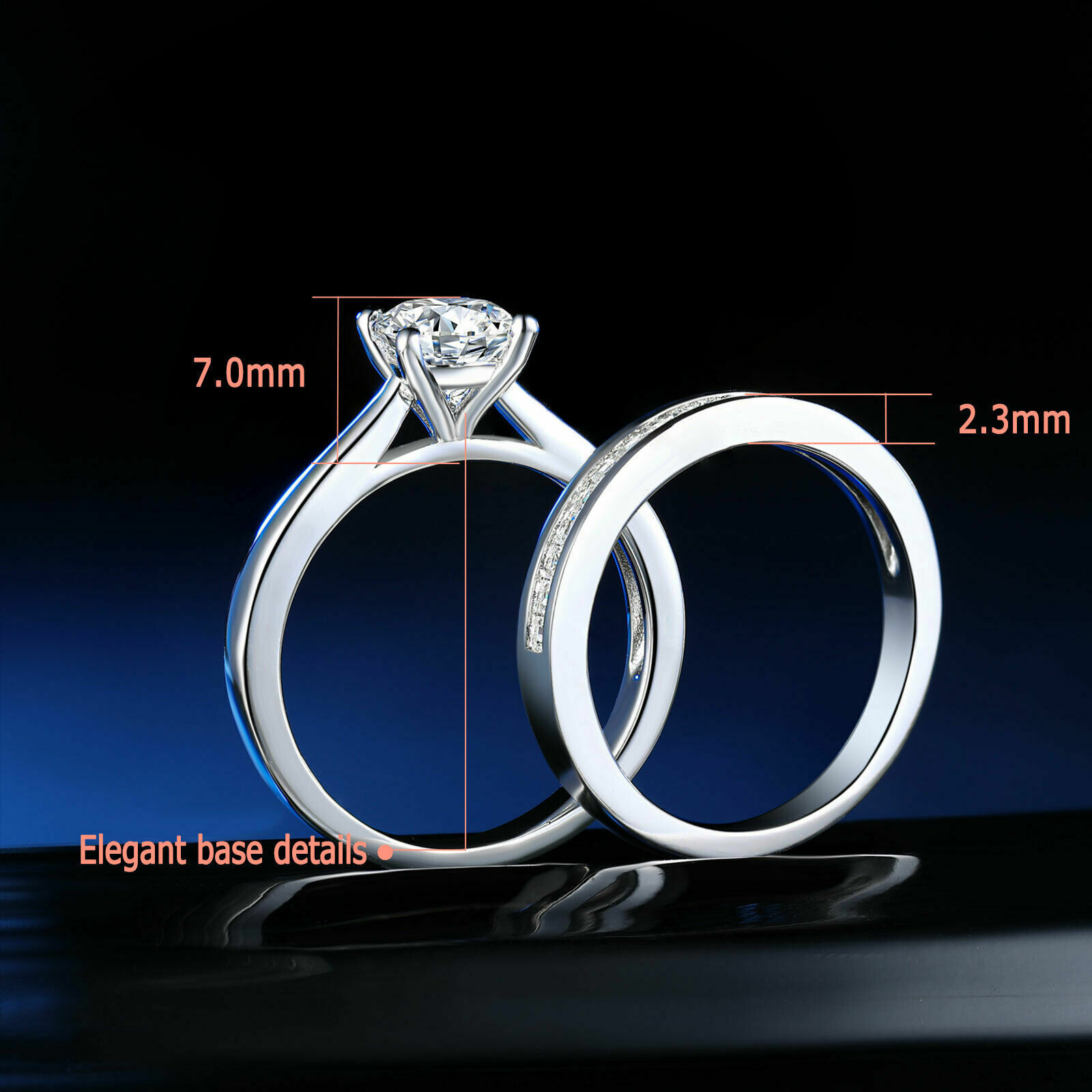 1 Carat Silver Bridal Set Engagement Promise Wedding Ring Sets Womens Jewelry