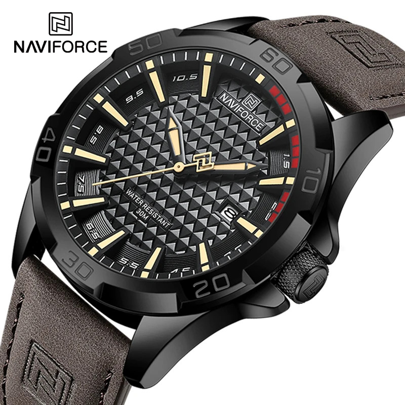NAVIFORCE Men Casual Sport Military Quartz Calendar Wrist Watch for Man Business