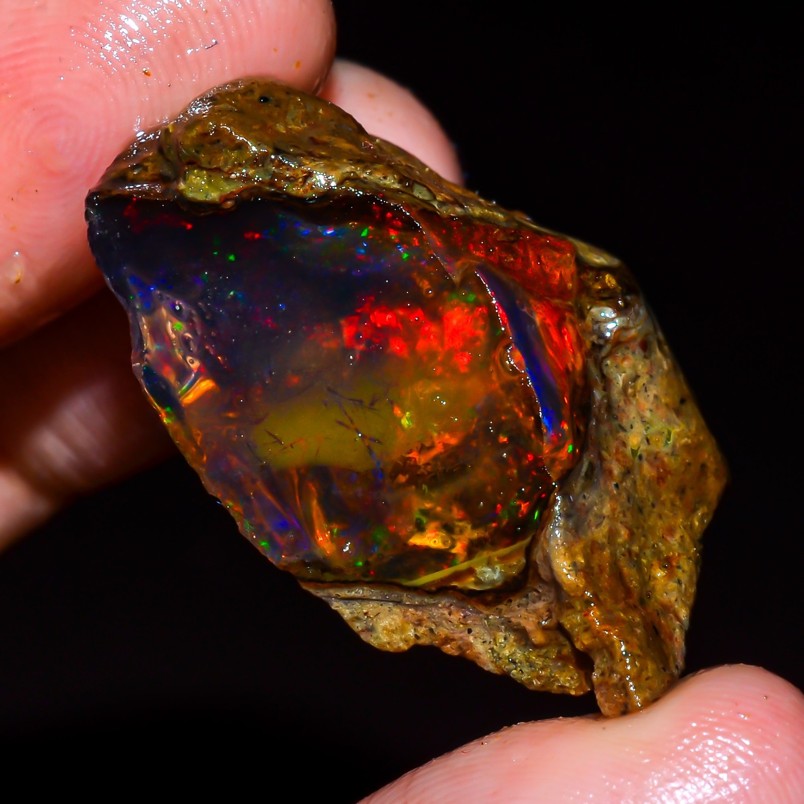 30 Ct Natural Ethiopian Opal Rough Gemstone, Loose Gemstone Multi Fire Opal L428