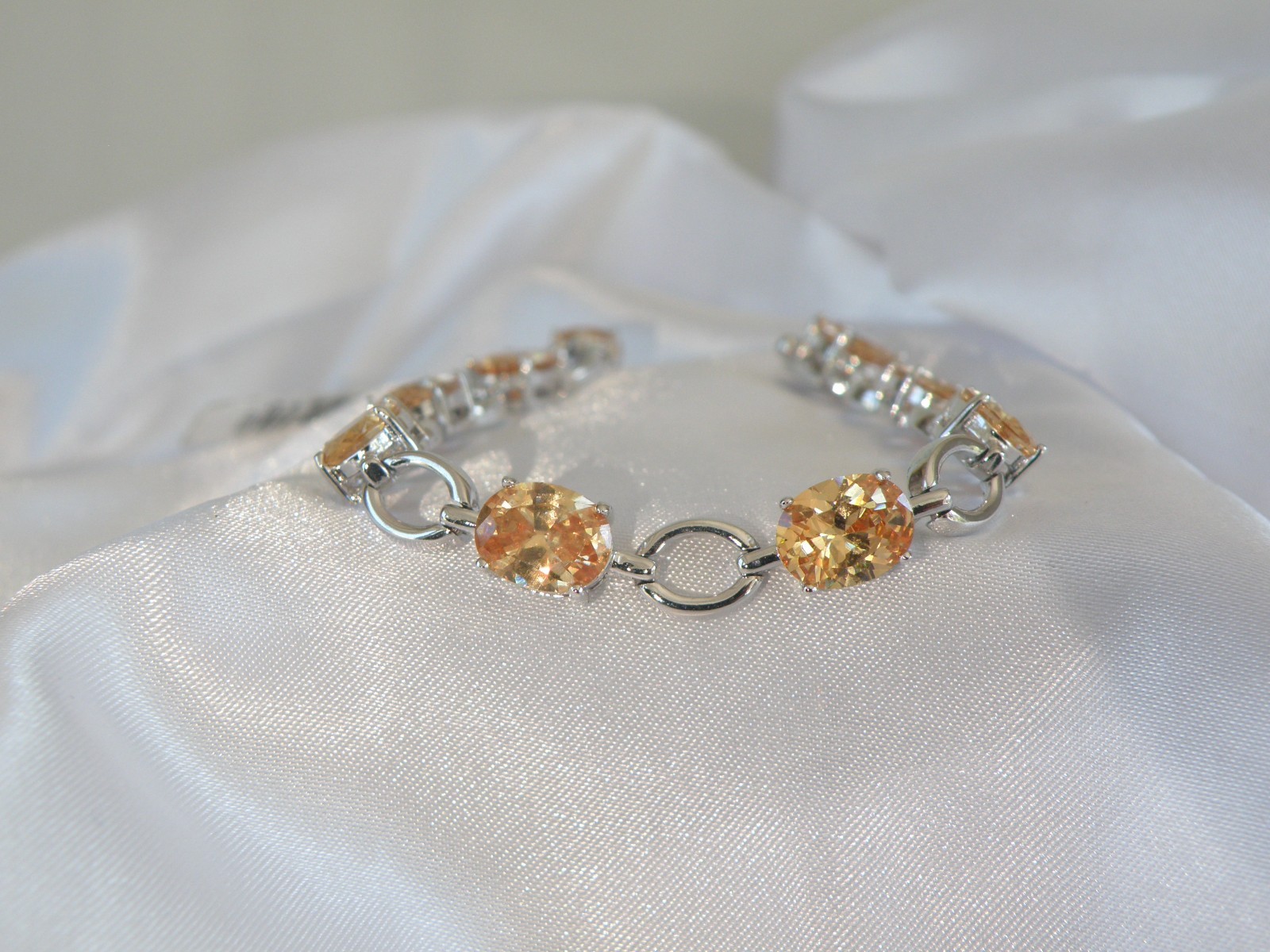 Ross Simons Sterling Silver 925 Gemstone Tennis Station Bracelet Fits 7″